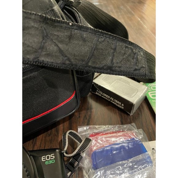 Canon EOS 630 AF 35mm SLR Camera Filters Achiever 630AF Flash Case lot Bundle - Picture 10 of 11